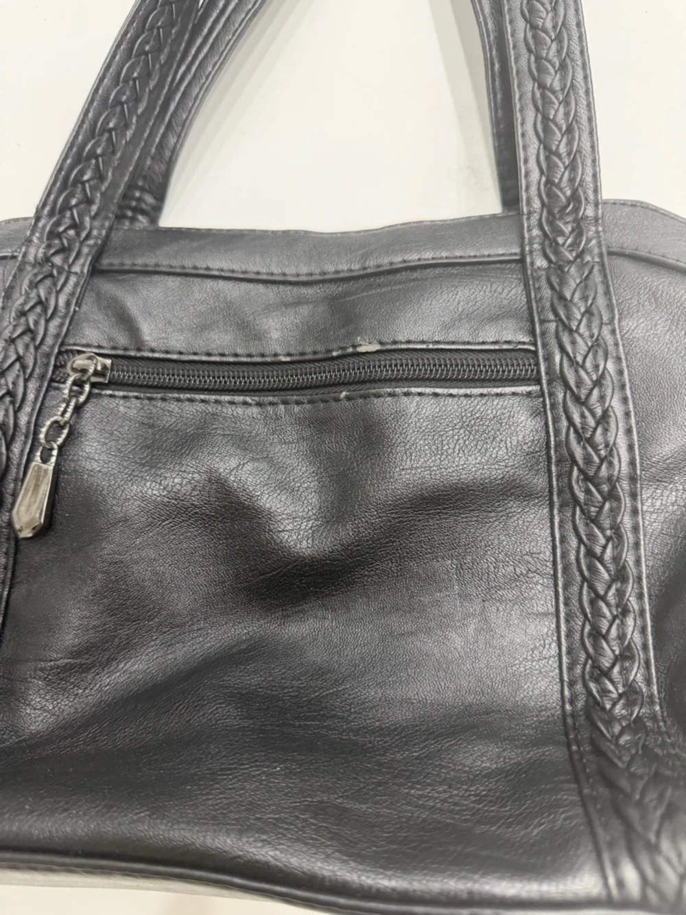 X.N CROWN Black Shoulder Bag Braided Strap Cat Charm Y2K Chic Trendy